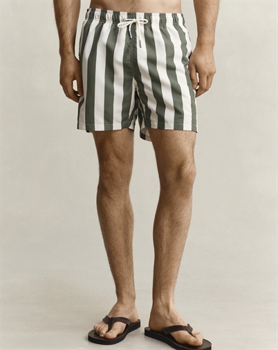 Gant - Block Striped Badeshorts - Herb Green